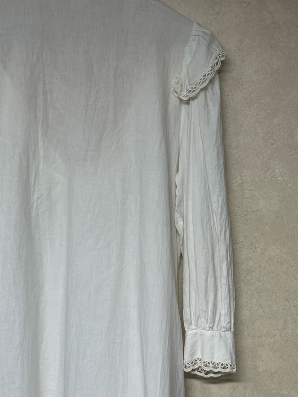 Adonna vintage white crochet ruffle long sleeve peasant cottagecore nightgown - Picture 9 of 14